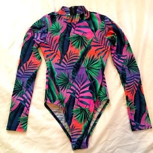 Tropical Long sleeve Rash guard Bathing Suit